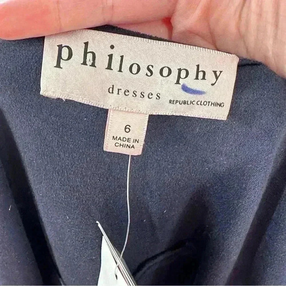 New Philosophy womens dress size 6 navy blue micro suede vegan pencil midi - Picture 13 of 15
